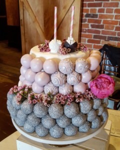 Bridal Shower Purple and Grey Cake Pop Cake