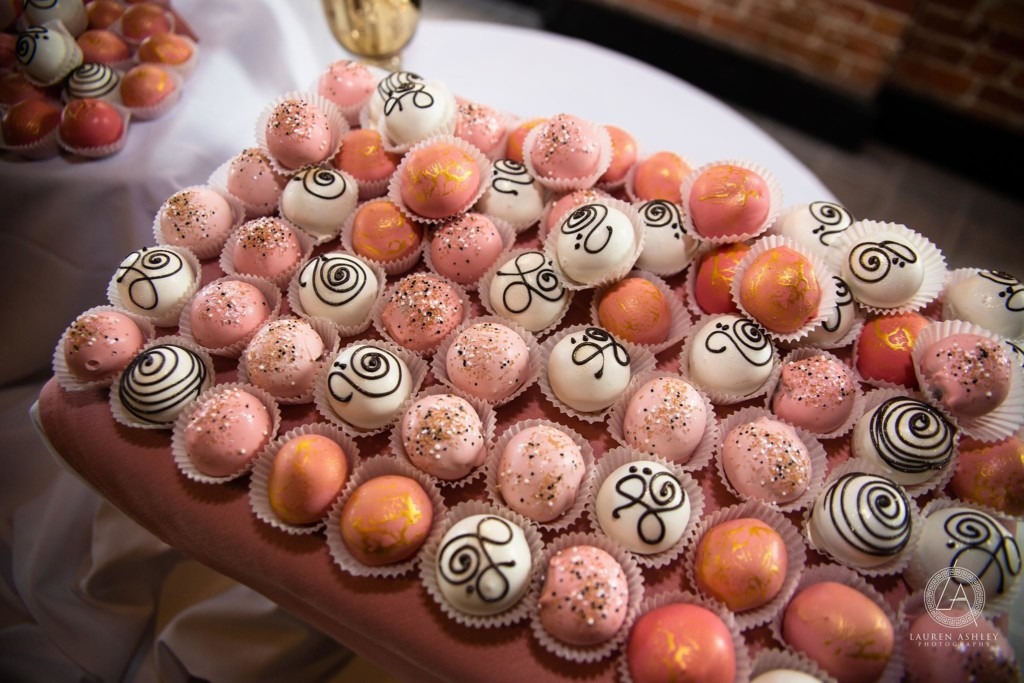 Pink Gold and Black Wedding Cake Pops