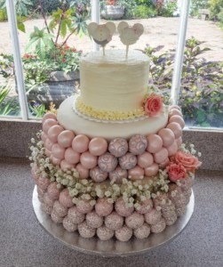 Pink and Silver Mickey and Minnie Wedding Cake Pop Cake