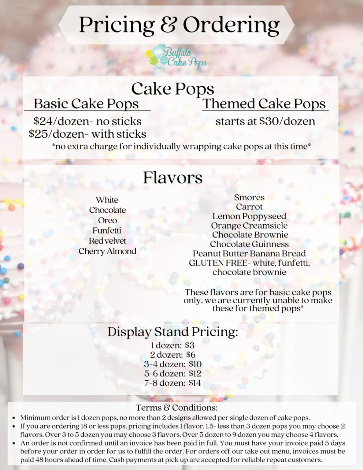 Pricing - Buffalo Cake Pops