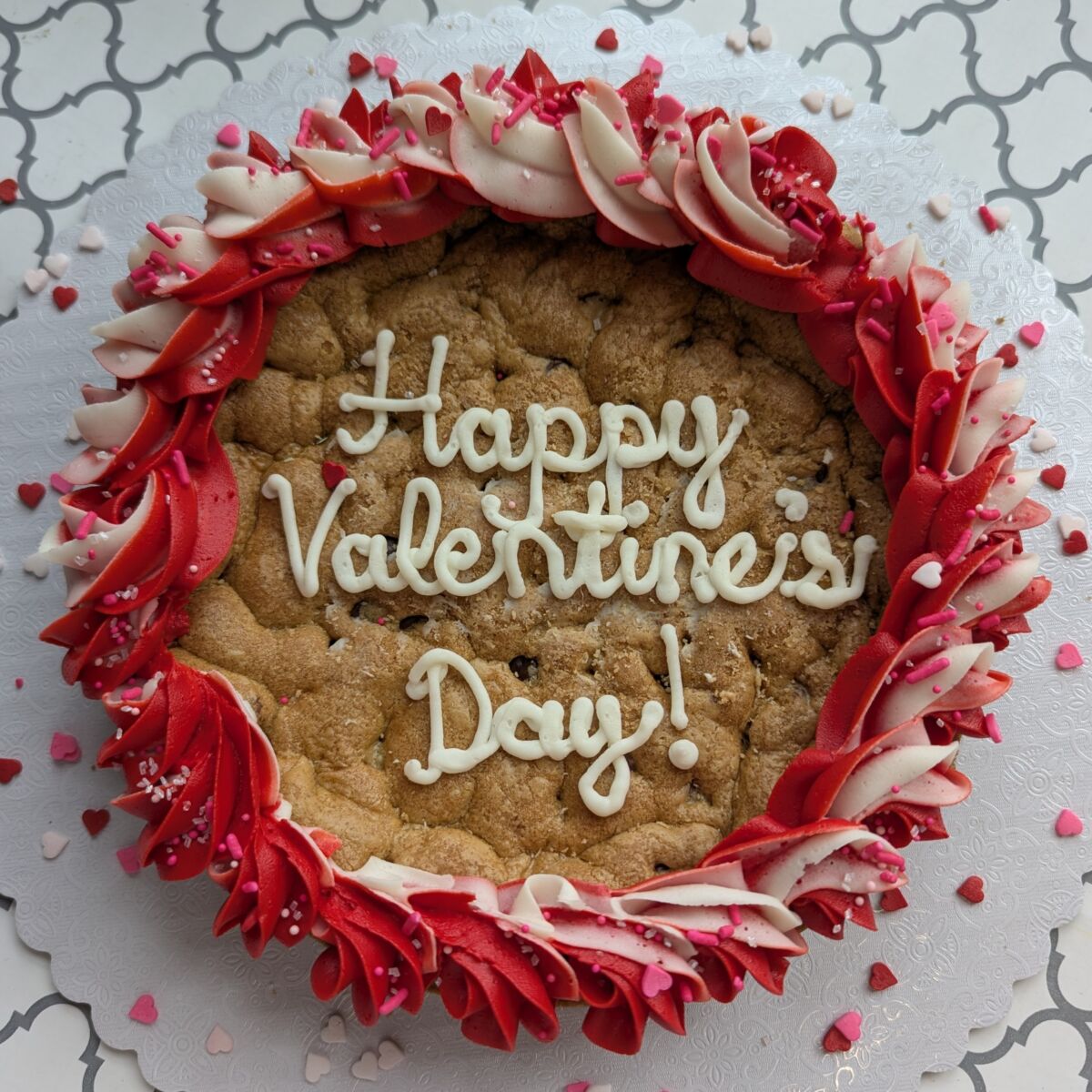 Valentine's Day Chocolate Chip Cookie Cake 2026