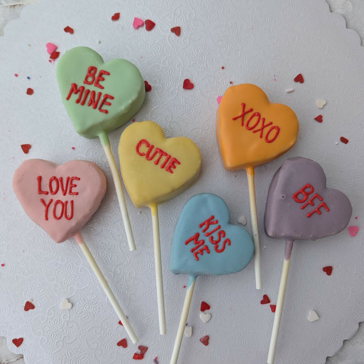 Valentine's Day Conversation Heart Cake Pops 2025