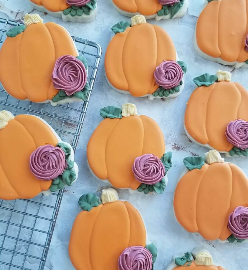Floral Pumpkin Sugar Cookies 2020