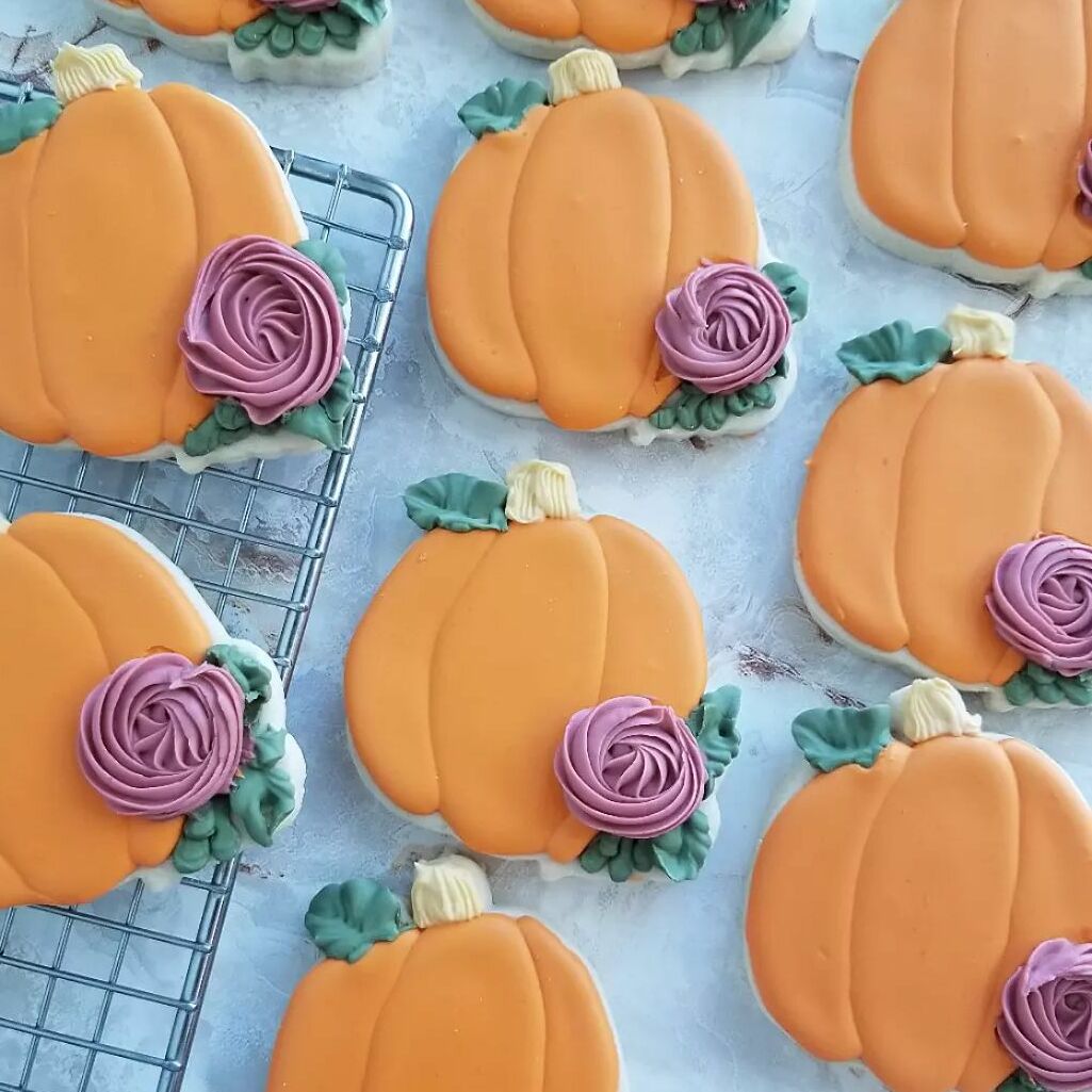Floral Pumpkin Sugar Cookies 2020